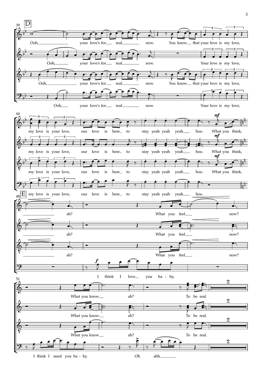 Medley: Got To Be Real with Emotions and About Damn Time 4-Part scores gallery preview page 3