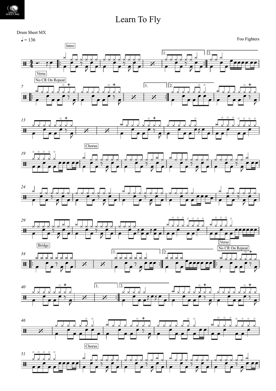 Learn To Fly Drum Set scores gallery preview page 1