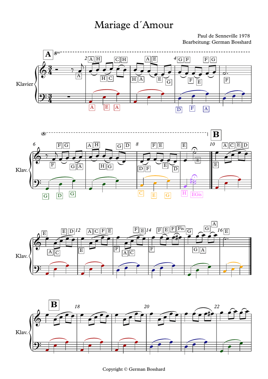 Mariage D'amour Mariage D'amour Easy Piano scores gallery preview page 1