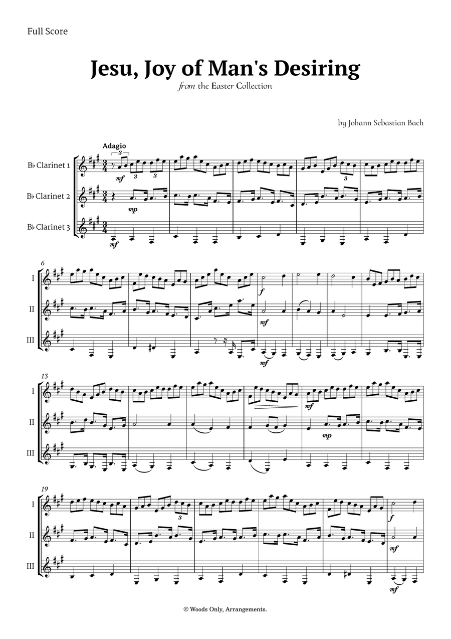 Jesu, Joy of Man's Desiring by Bach for Clarinet Trio Clarinet Trio scores gallery preview page 1