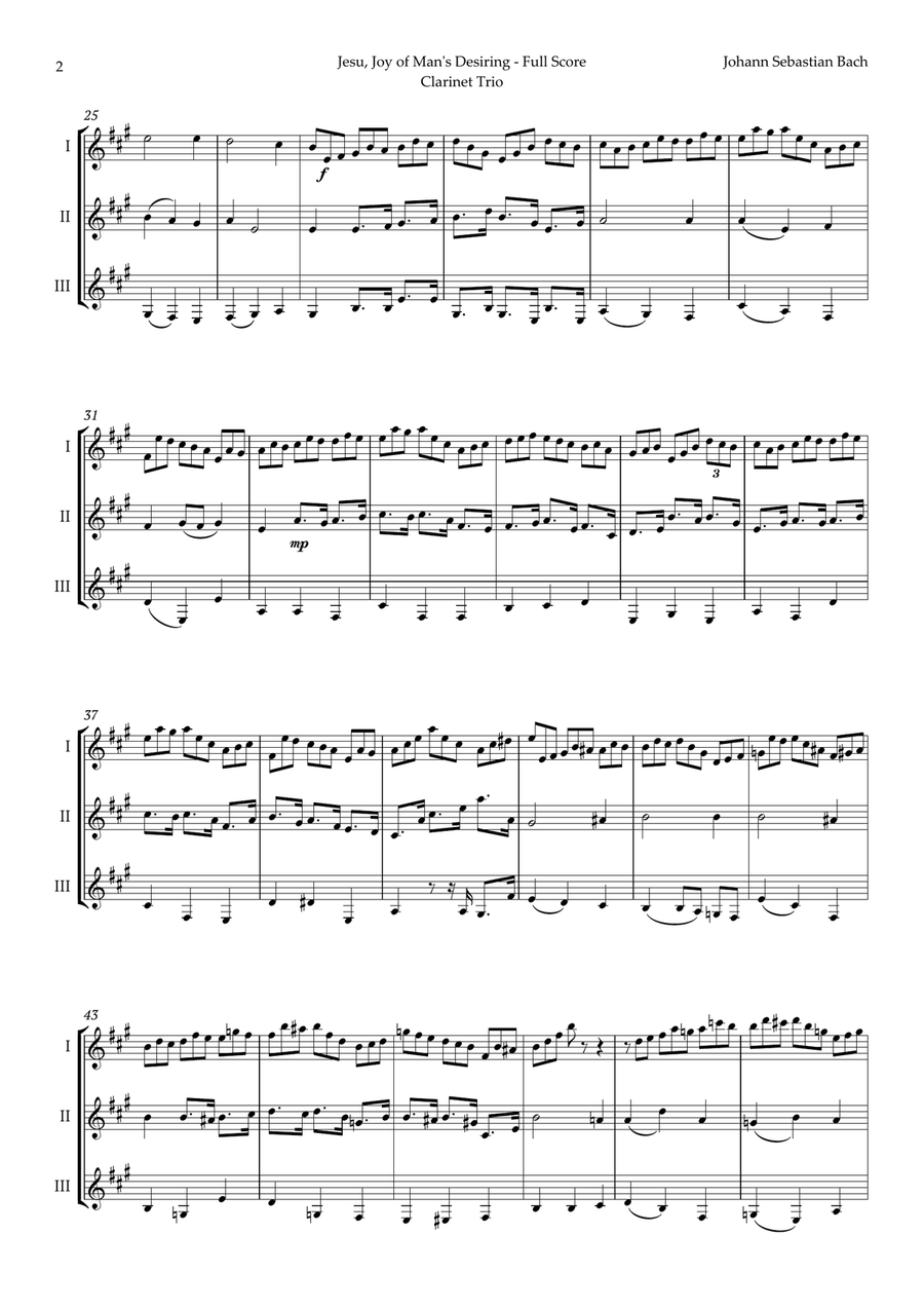 Jesu, Joy of Man's Desiring by Bach for Clarinet Trio Clarinet Trio scores gallery preview page 2