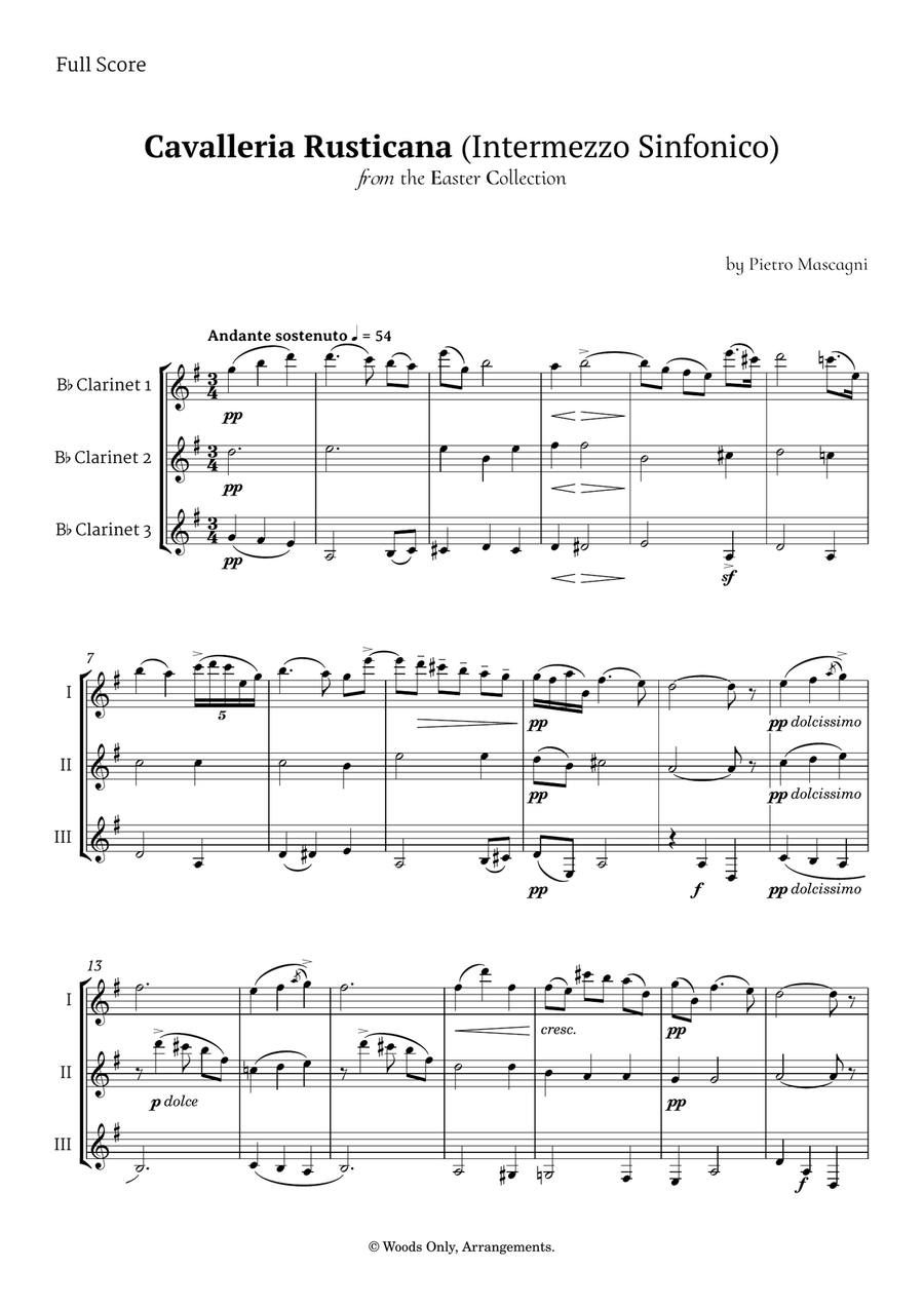 Intermezzo Sinfonico by Pietro Mascagni for Clarinet Trio Clarinet Trio scores gallery preview page 1