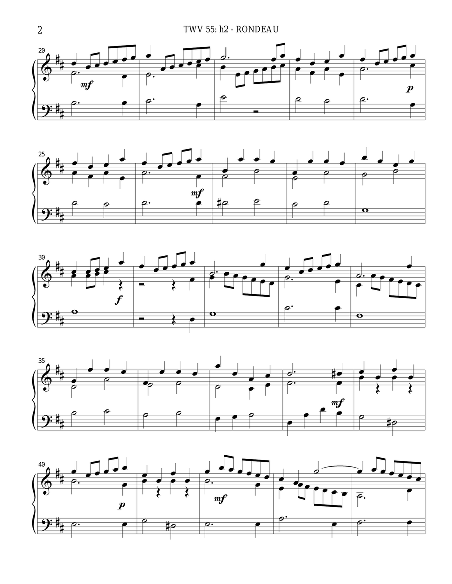 TWV 55: h2 - Rondeau (OS 74) Chamber Music scores gallery preview page 2