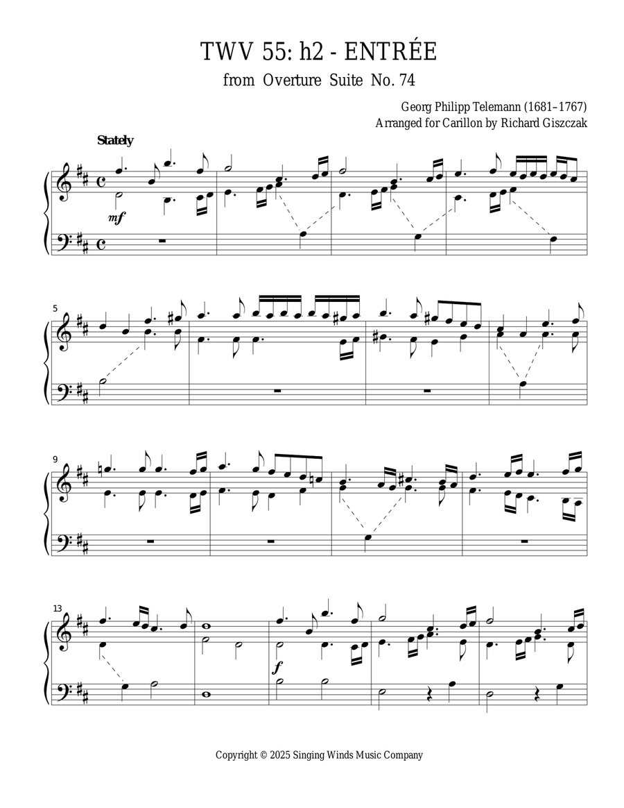 TWV 55: h2 - Entrée (OS 74) Chamber Music scores gallery preview page 1