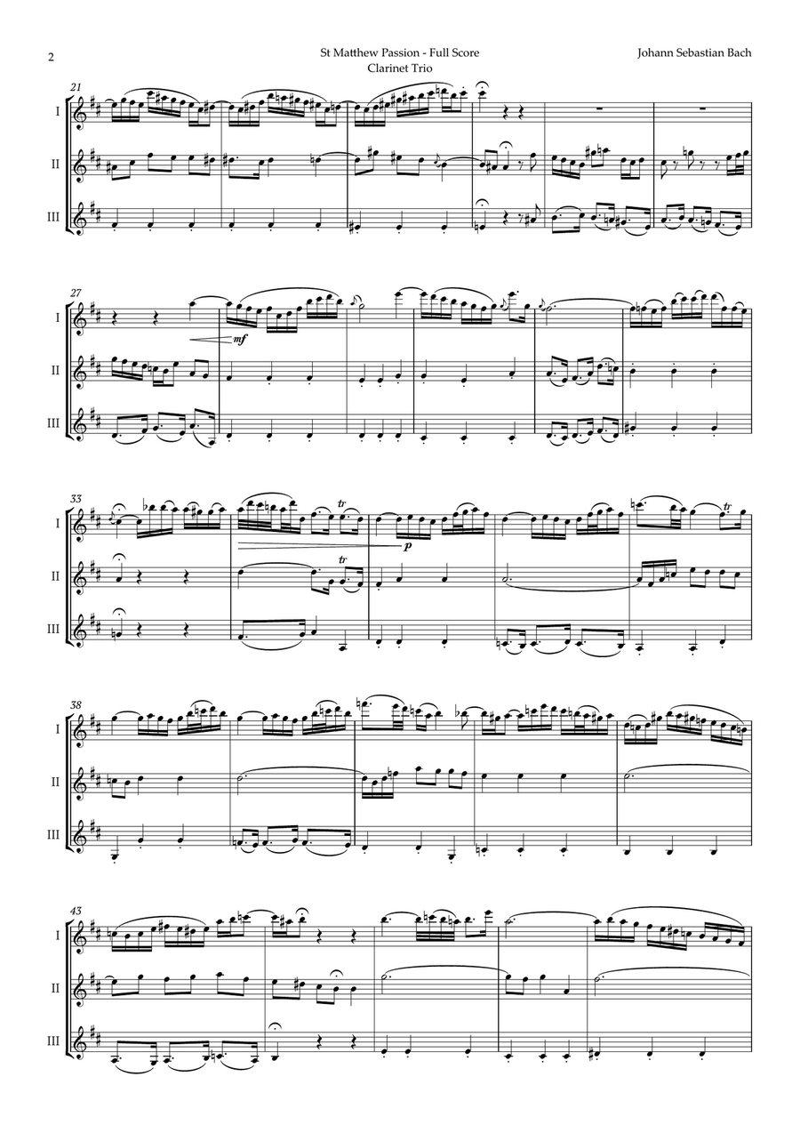 Aus Liebe will mein Heiland sterben by Bach for Clarinet Trio Clarinet Trio scores gallery preview page 2