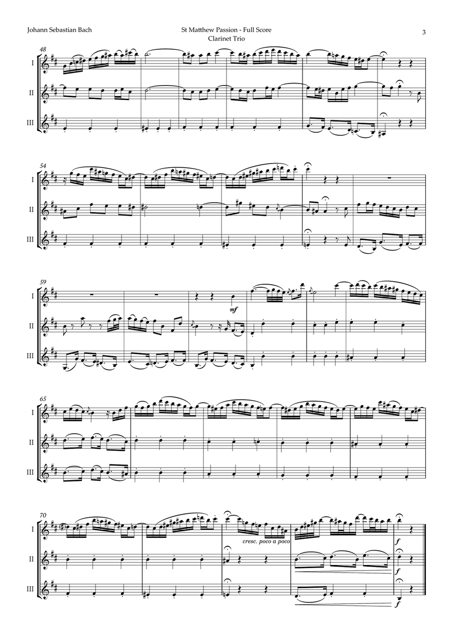 Aus Liebe will mein Heiland sterben by Bach for Clarinet Trio Clarinet Trio scores gallery preview page 3