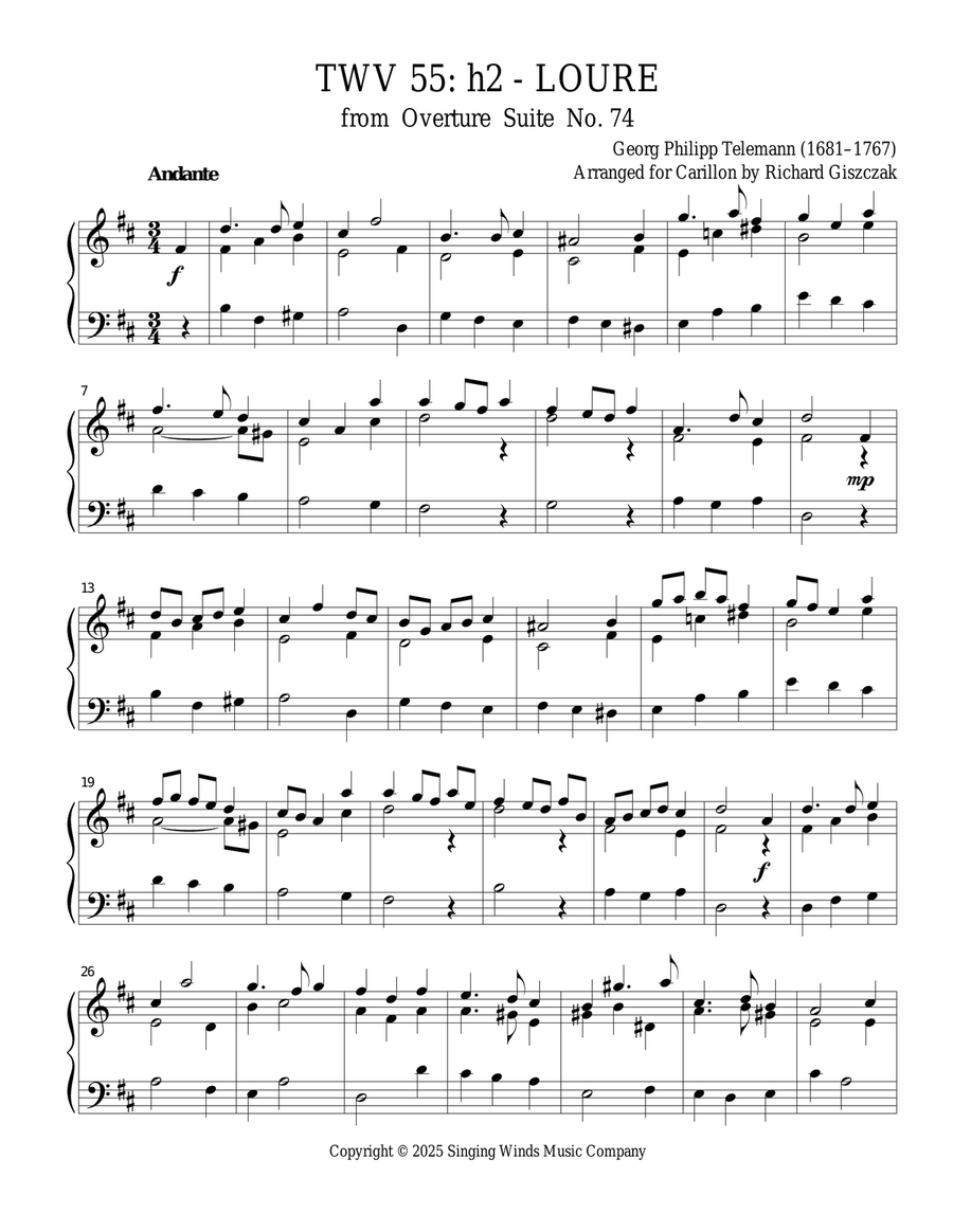 TWV 55: h2 - Loure (OS 74) Chamber Music scores gallery preview page 1