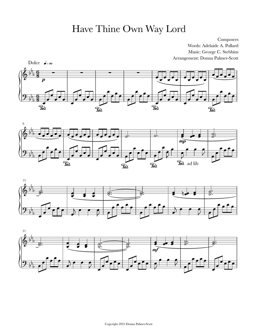 Have Thine Own Way Lord Have Thine Own Way Lord Piano Solo scores gallery preview page 1