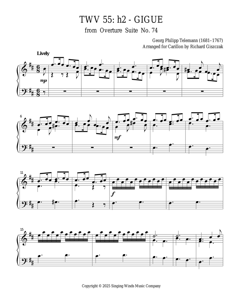TWV 55: h2 - Gigue (OS 74) Chamber Music scores gallery preview page 1