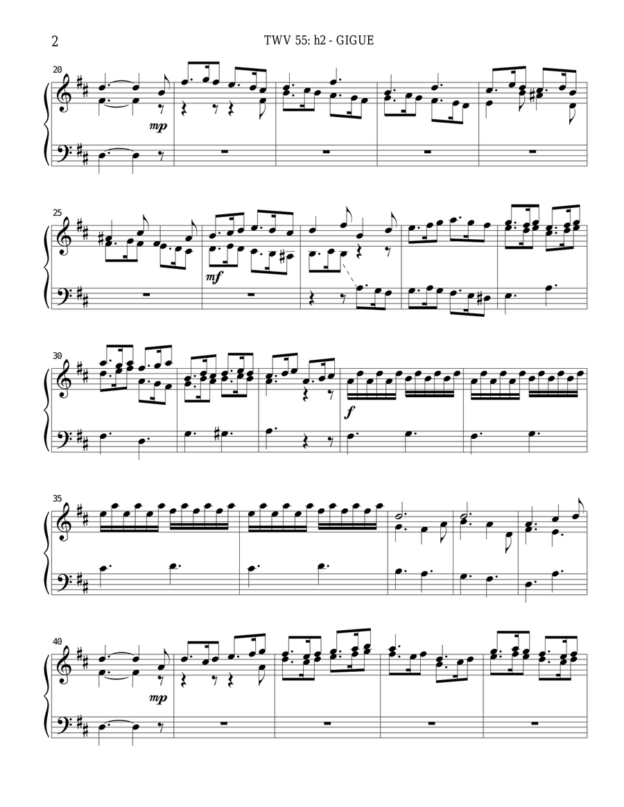 TWV 55: h2 - Gigue (OS 74) Chamber Music scores gallery preview page 2
