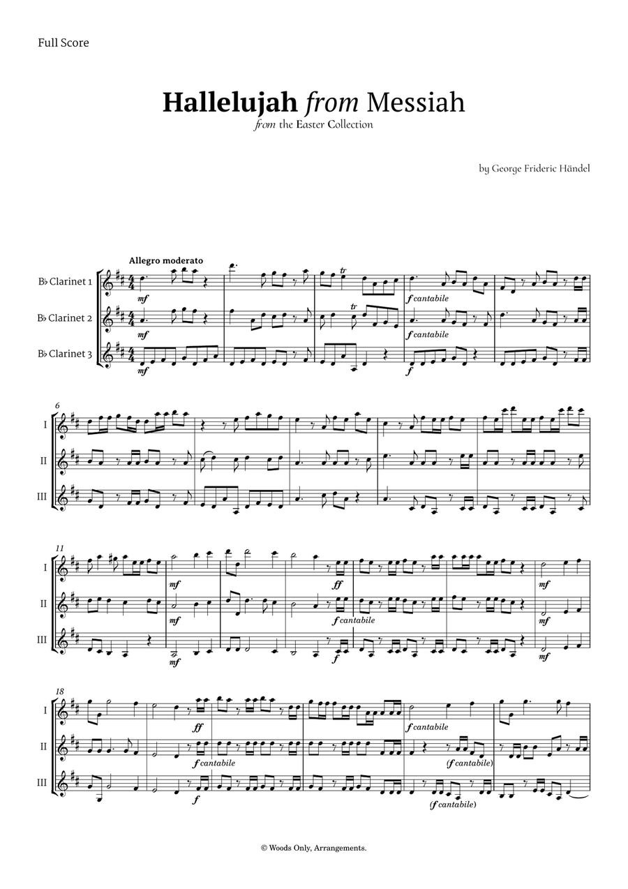 Hallelujah by Friedrich Händel for Clarinet Trio Clarinet Trio scores gallery preview page 1
