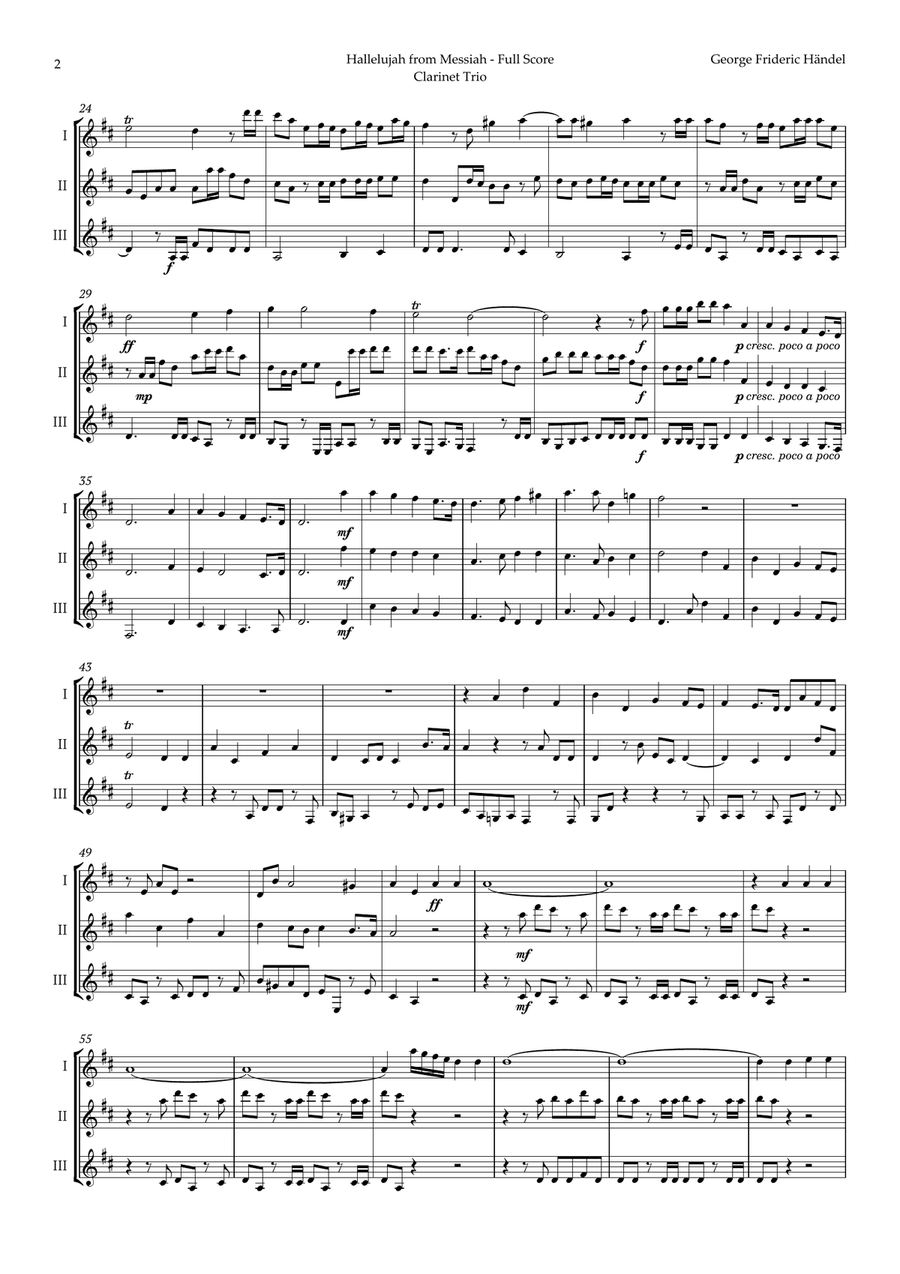 Hallelujah by Friedrich Händel for Clarinet Trio Clarinet Trio scores gallery preview page 2