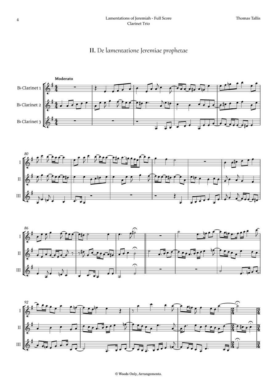 Lamentations of Jeremiah by Thomas Tallis for Clarinet Trio Clarinet Trio scores gallery preview page 4