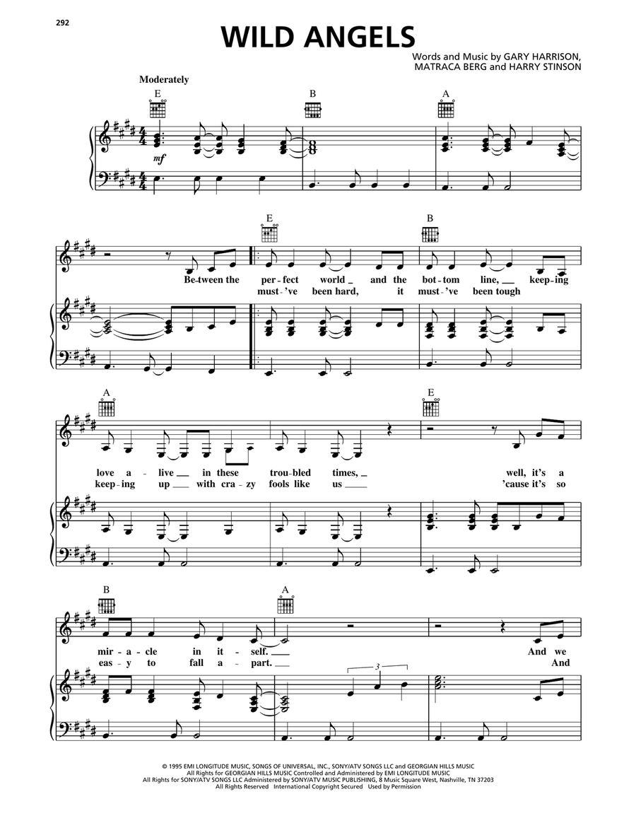 Wild Angels Wild Angels Piano, Vocal, Guitar scores gallery preview page 1