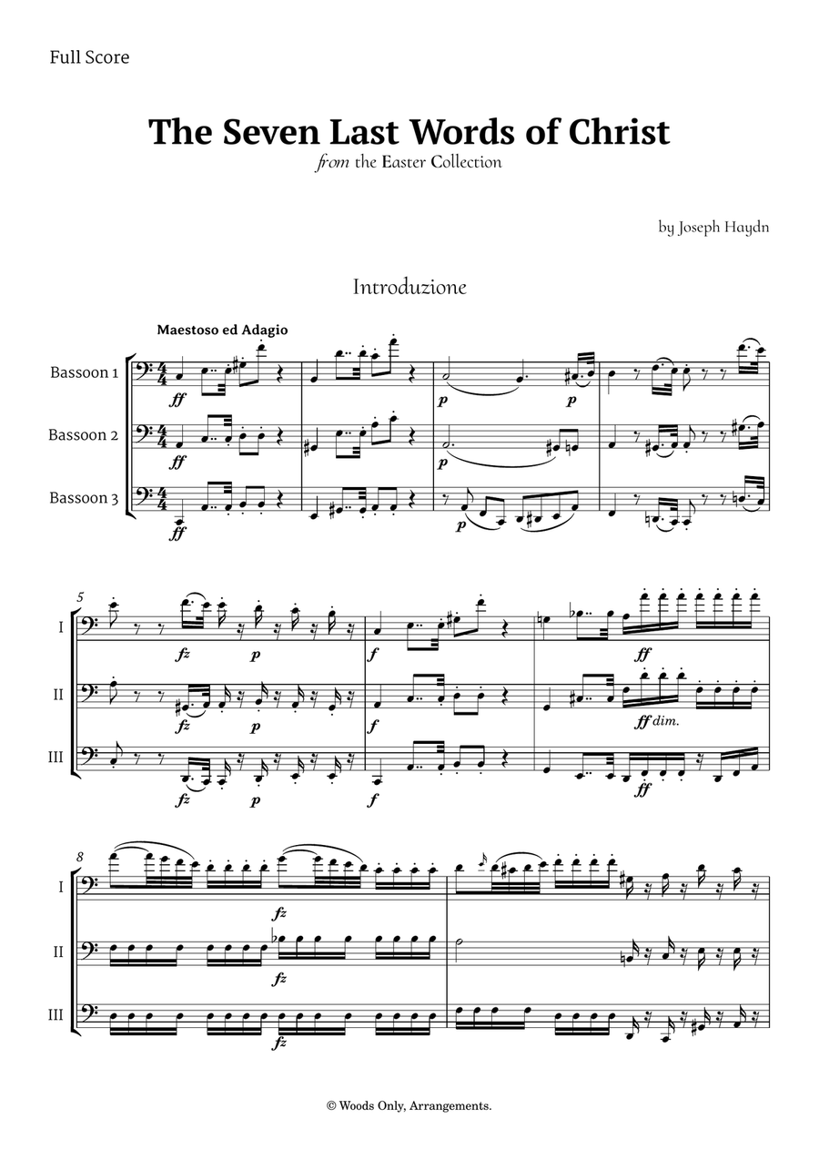 The Seven Last Words of Christ by Haydn for Bassoon Trio Woodwind Trio scores gallery preview page 1