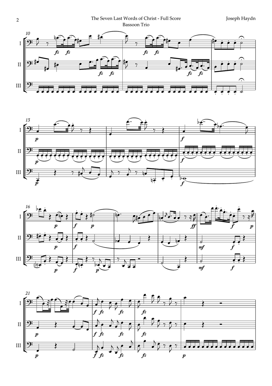 The Seven Last Words of Christ by Haydn for Bassoon Trio Woodwind Trio scores gallery preview page 2