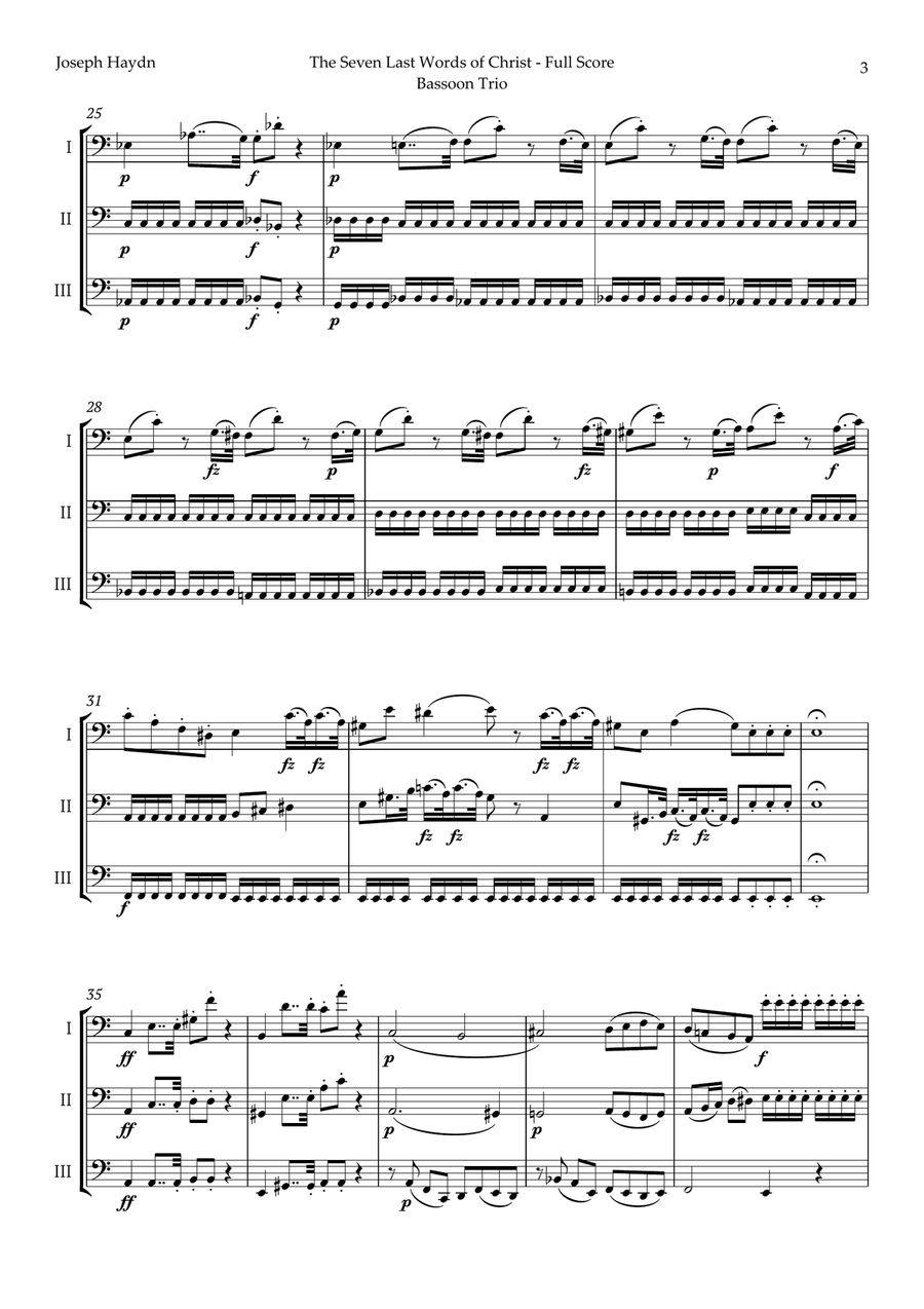The Seven Last Words of Christ by Haydn for Bassoon Trio Woodwind Trio scores gallery preview page 3