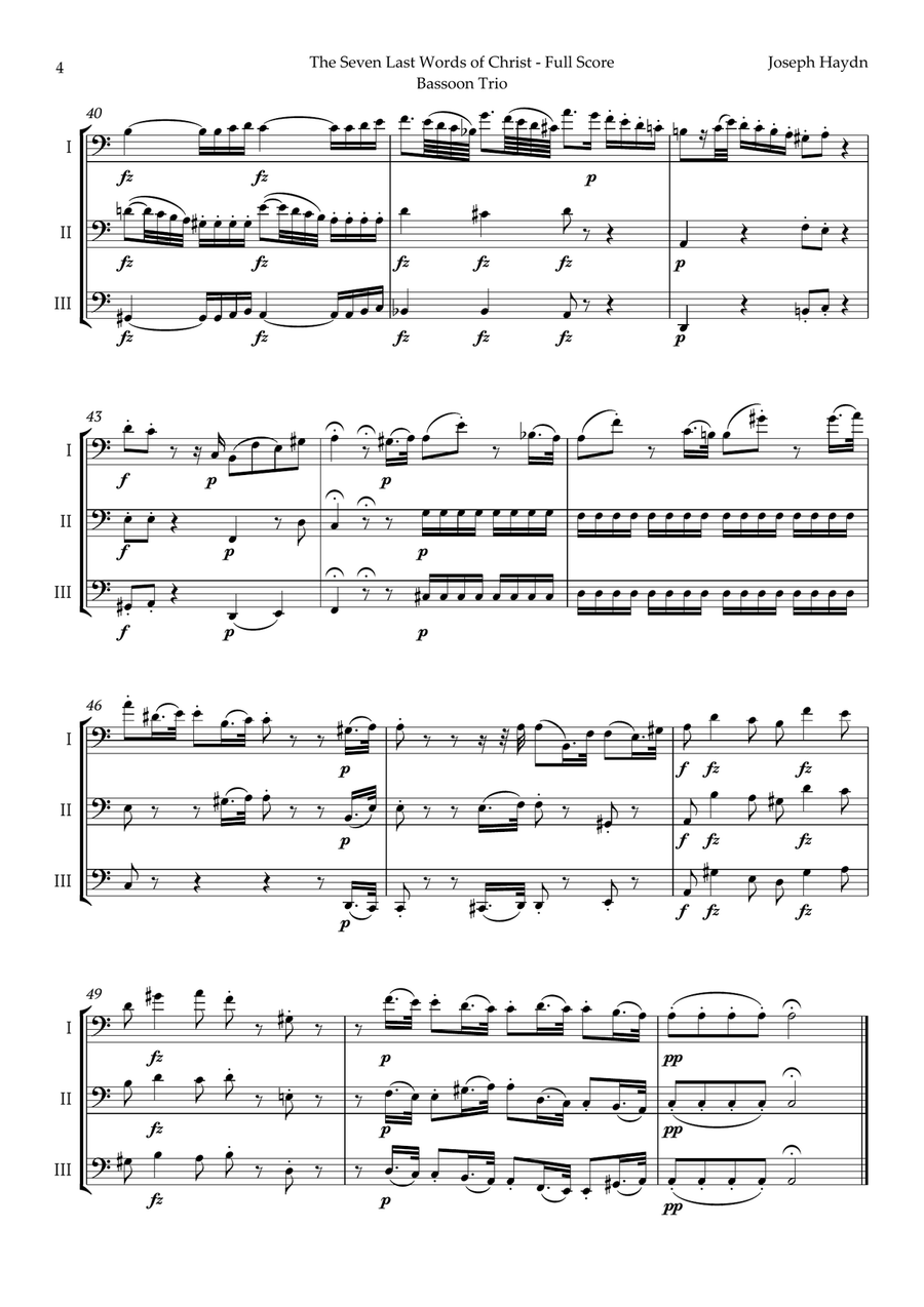 The Seven Last Words of Christ by Haydn for Bassoon Trio Woodwind Trio scores gallery preview page 4