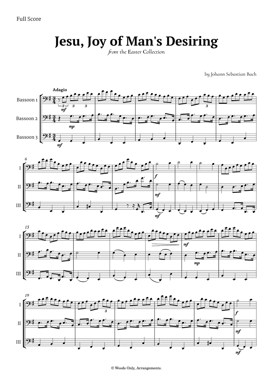 Jesu, Joy of Man's Desiring by Bach for Bassoon Trio Clarinet Trio scores gallery preview page 1