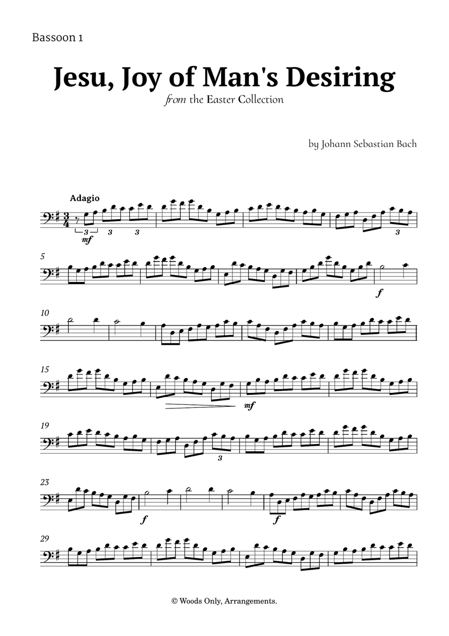 Jesu, Joy of Man's Desiring by Bach for Bassoon Trio Clarinet Trio scores gallery preview page 4