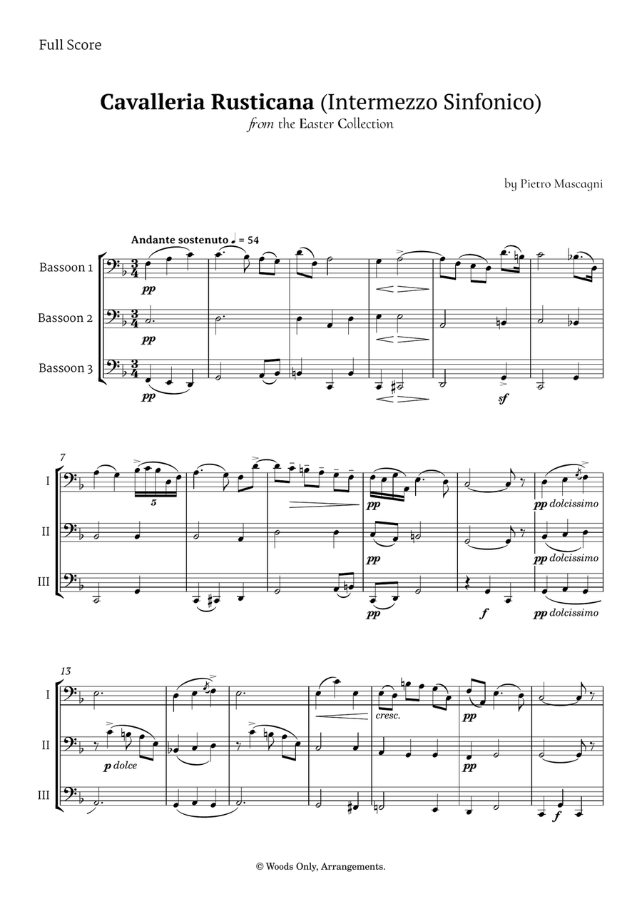 Intermezzo Sinfonico by Pietro Mascagni for Bassoon Trio Woodwind Trio scores gallery preview page 1