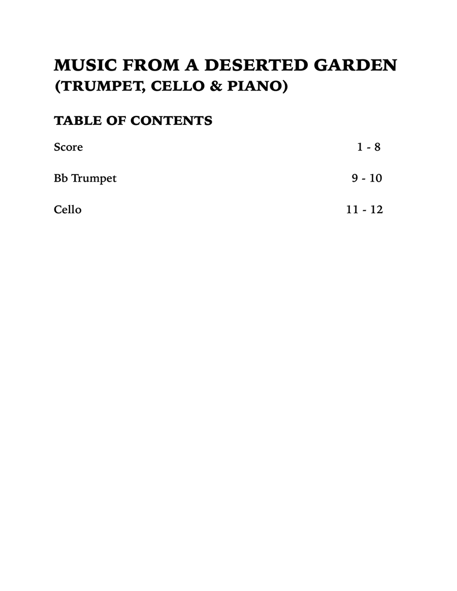 Music From a Deserted Garden (in C major): Trio for Trumpet, Cello and Piano Trumpet Trio scores gallery preview page 4