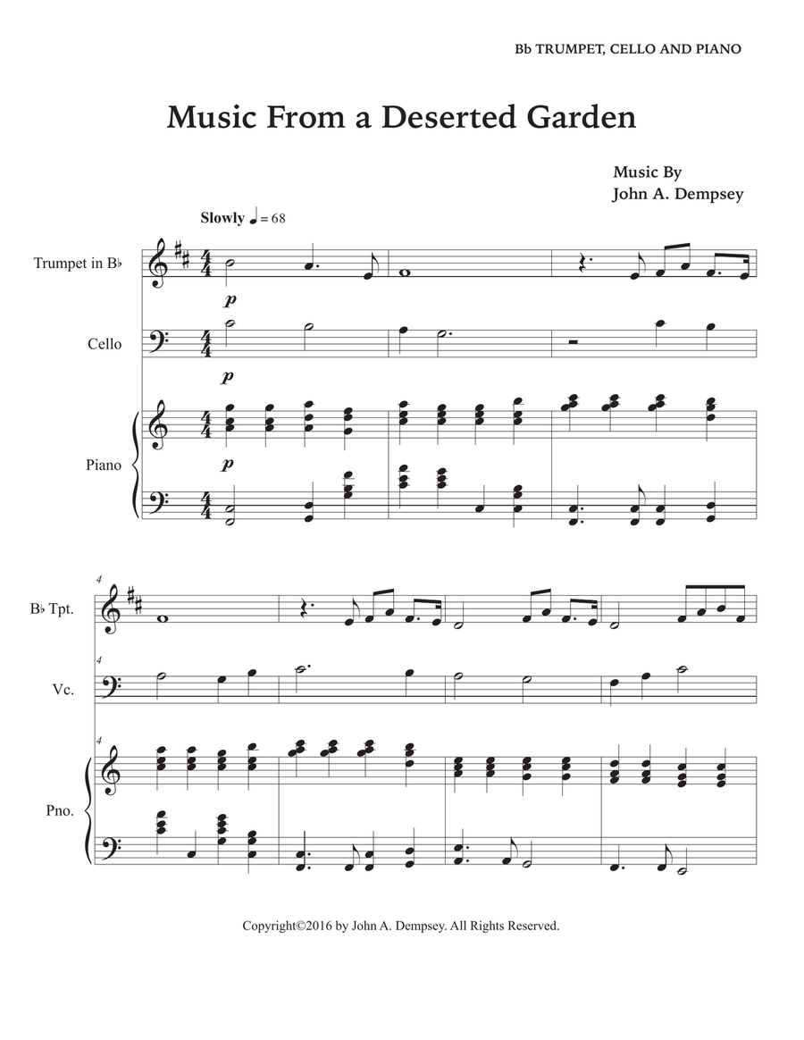 Music From a Deserted Garden (in C major): Trio for Trumpet, Cello and Piano Trumpet Trio scores gallery preview page 5
