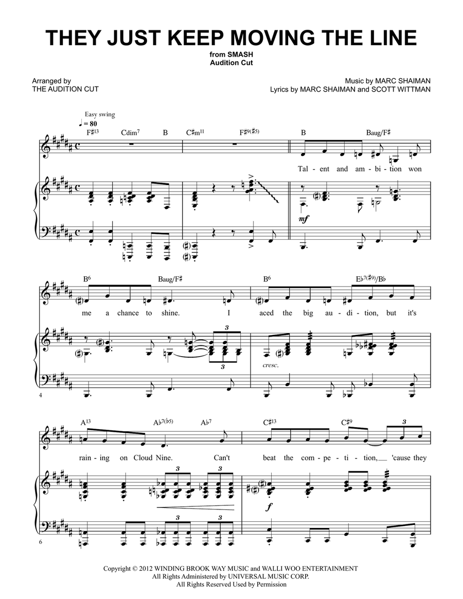 They Just Keep Moving The Line Piano, Vocal scores gallery preview page 1
