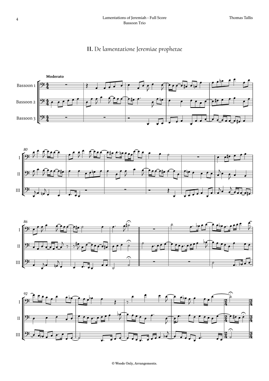 Lamentations of Jeremiah by Thomas Tallis for Bassoon Trio Woodwind Trio scores gallery preview page 4