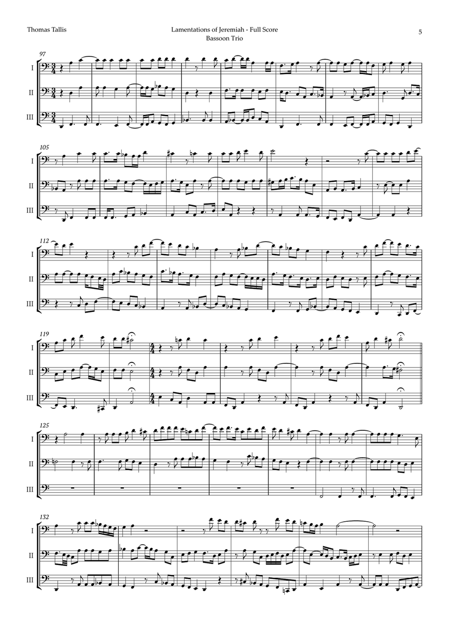 Lamentations of Jeremiah by Thomas Tallis for Bassoon Trio Woodwind Trio scores gallery preview page 5
