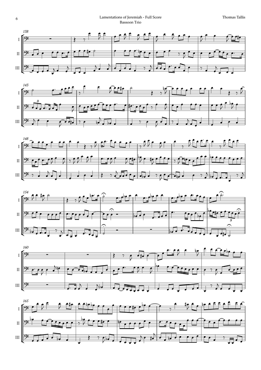 Lamentations of Jeremiah by Thomas Tallis for Bassoon Trio Woodwind Trio scores gallery preview page 6