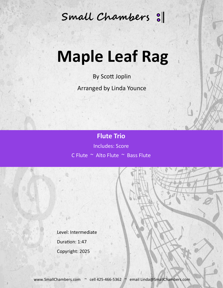 Maple Leaf Rag for Flute Trio (C, Alto, Bass) Woodwind Trio scores gallery preview page 1