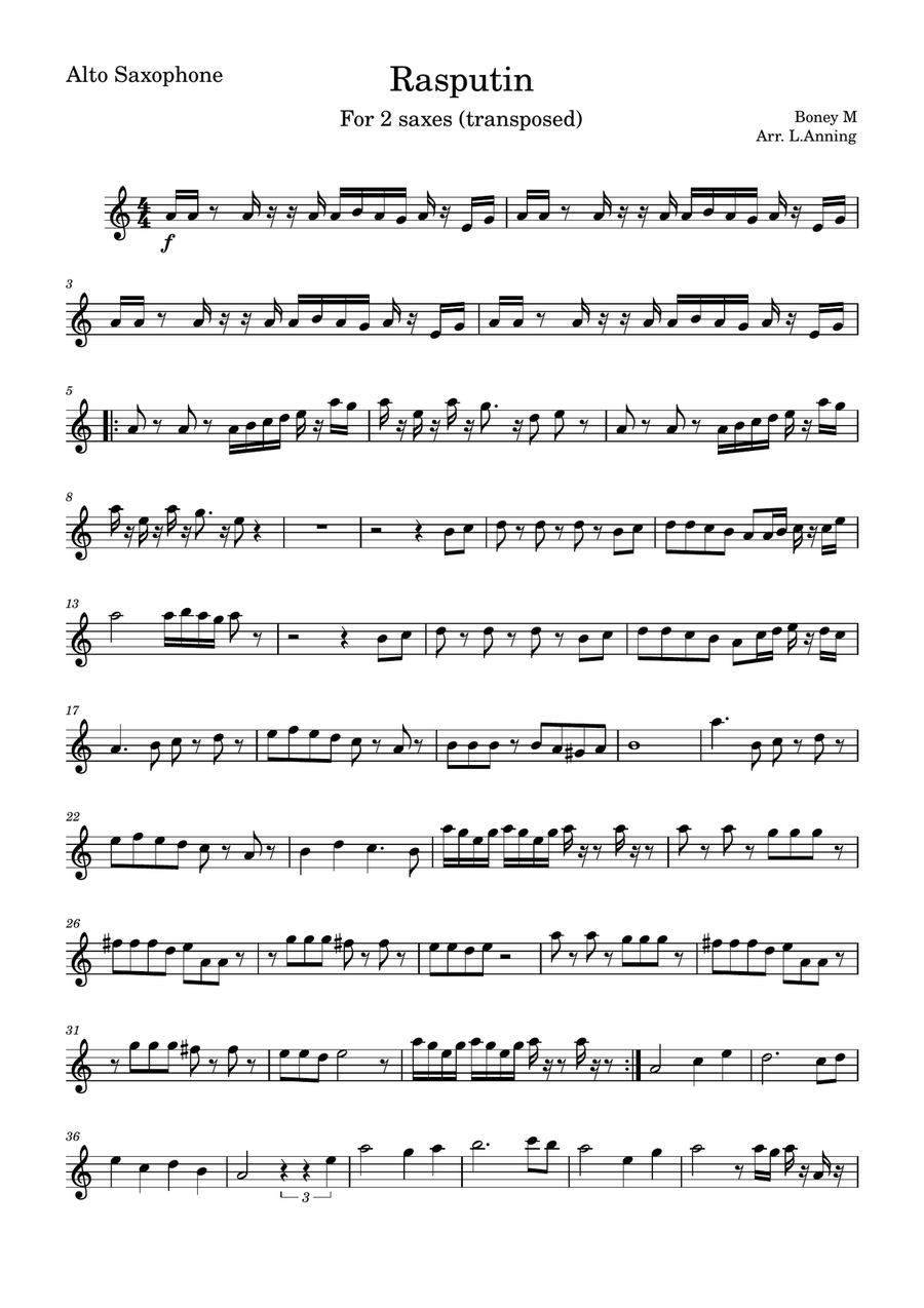 Rasputin Rasputin Tenor Saxophone scores gallery preview page 1