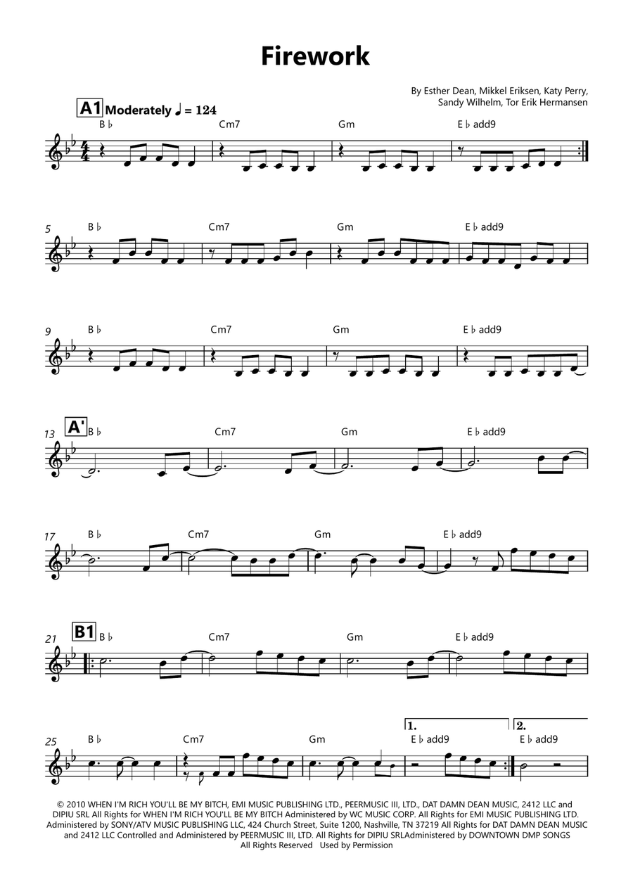 Firework Firework B-Flat Trumpet scores gallery preview page 1