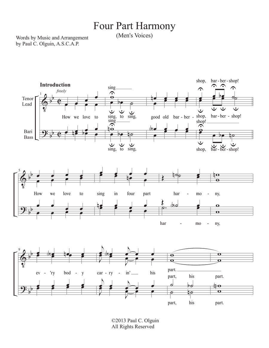 Four Part Harmony Four Part Harmony TTBB scores gallery preview page 1