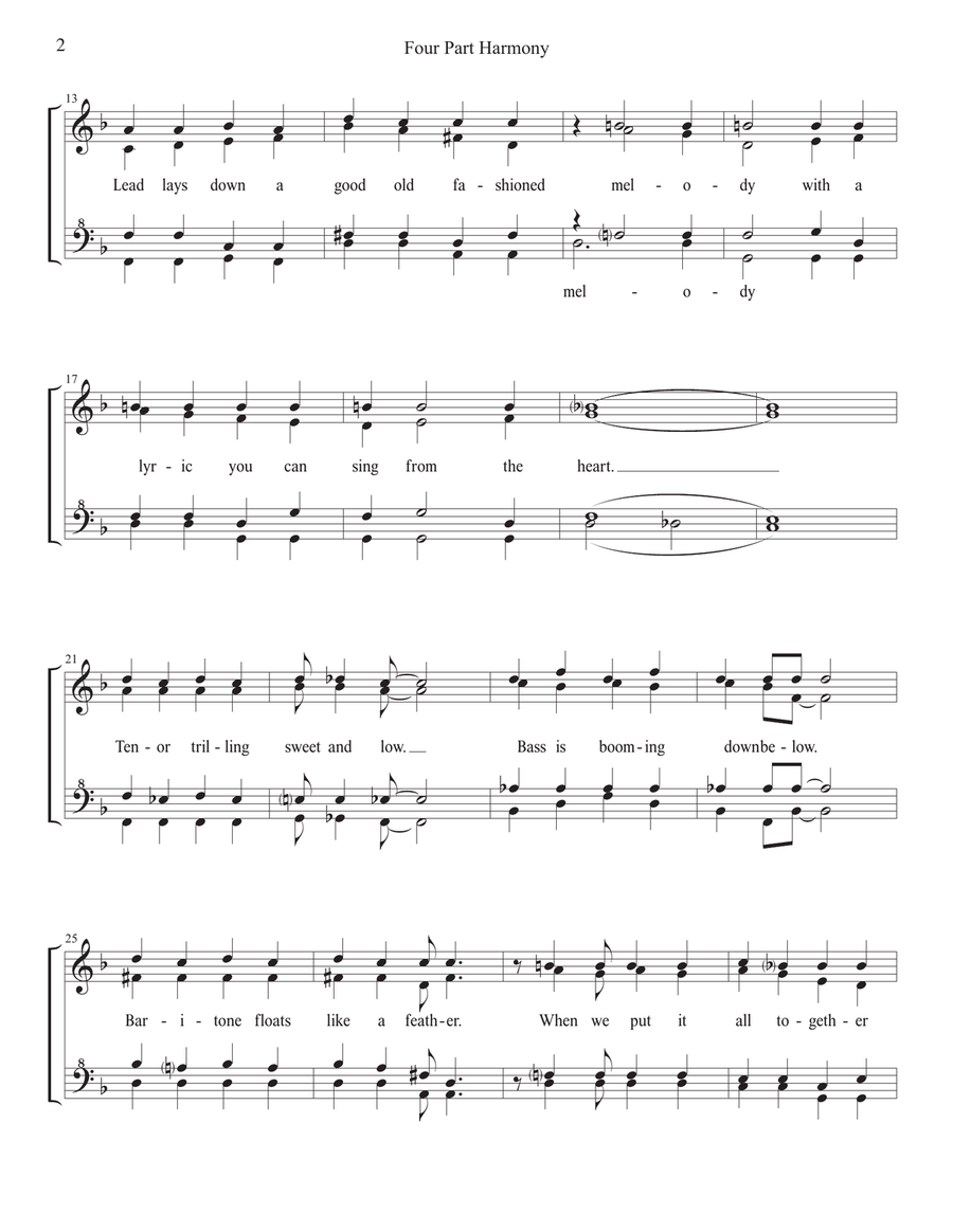 Four Part Harmony Four Part Harmony SSAA scores gallery preview page 2