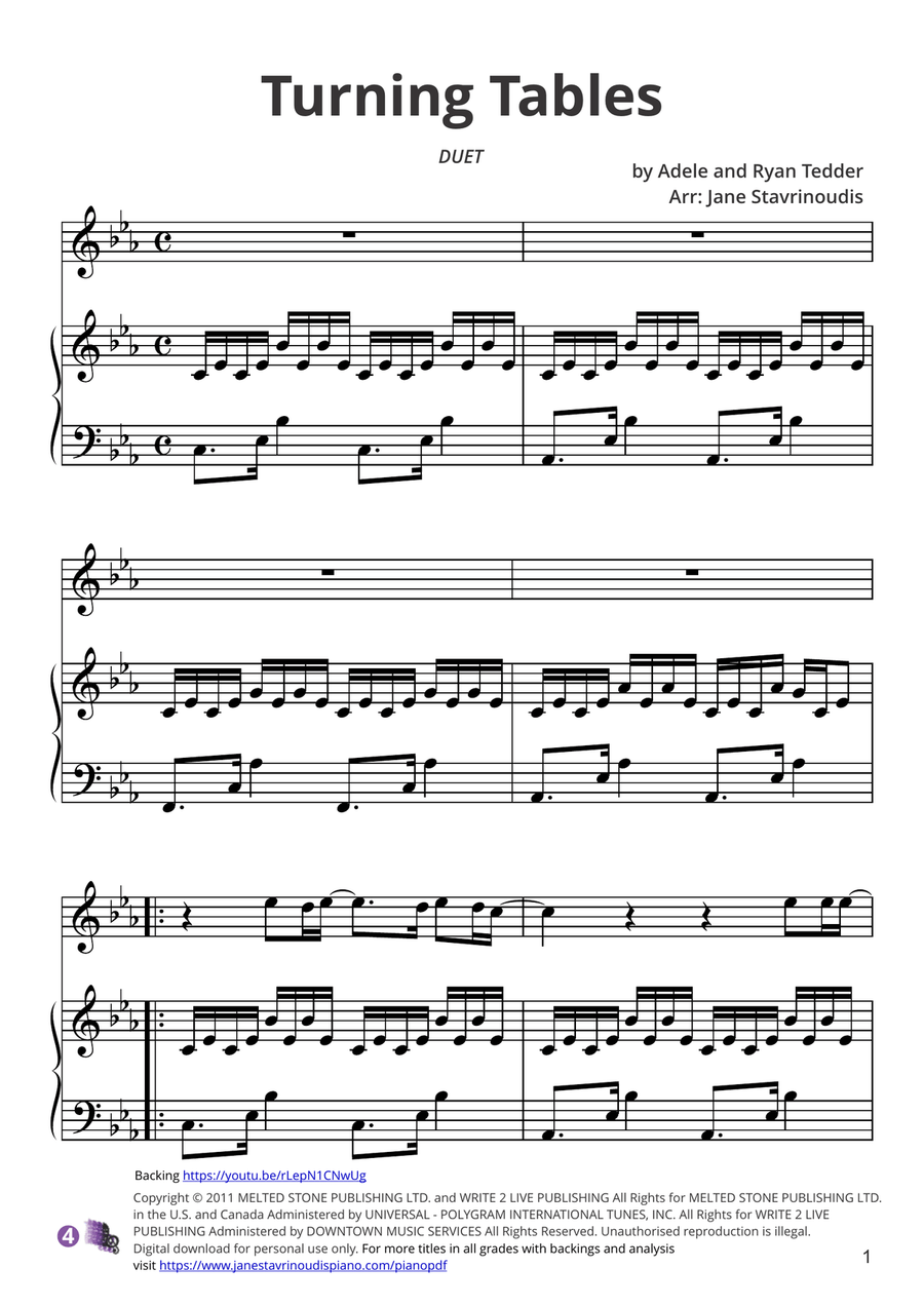 Turning Tables 1 Piano, 4-Hands scores gallery preview page 1