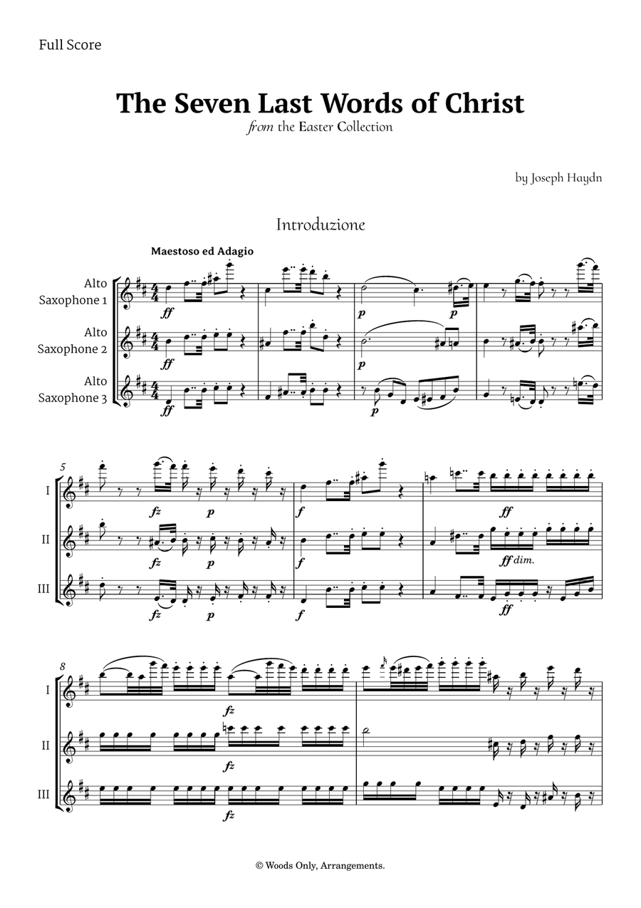 The Seven Last Words of Christ by Haydn for Alto Sax Trio Woodwind Trio scores gallery preview page 1