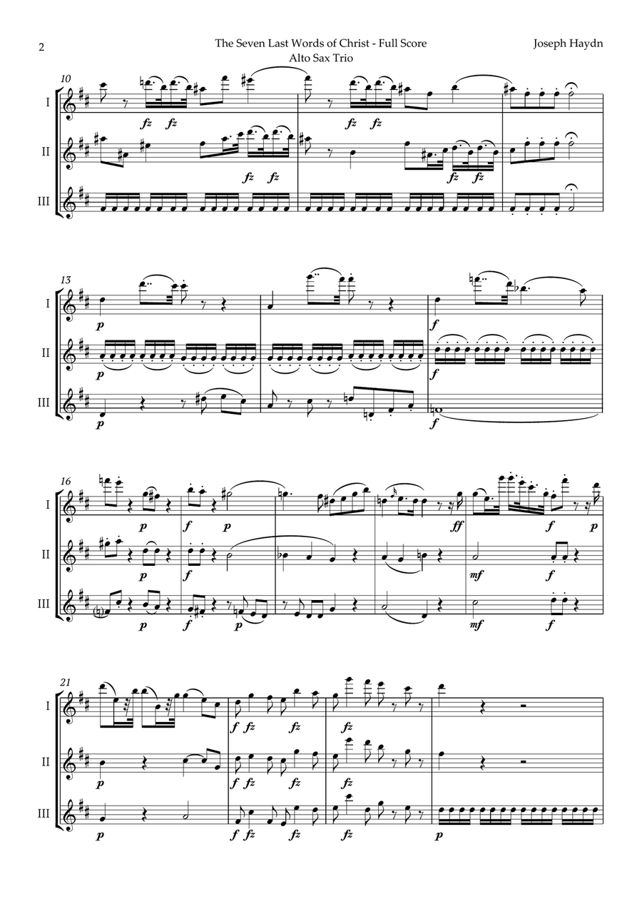 The Seven Last Words of Christ by Haydn for Alto Sax Trio Woodwind Trio scores gallery preview page 2