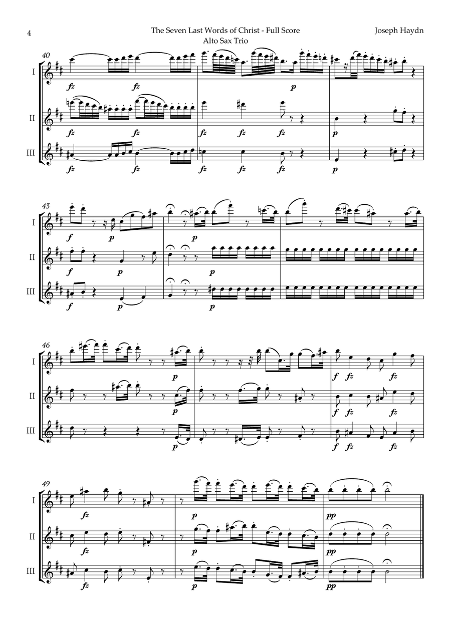 The Seven Last Words of Christ by Haydn for Alto Sax Trio Woodwind Trio scores gallery preview page 4