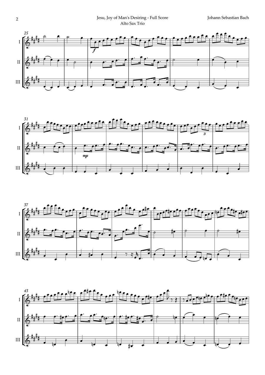 Jesu, Joy of Man's Desiring by Bach for Alto Sax Trio Woodwind Trio scores gallery preview page 2