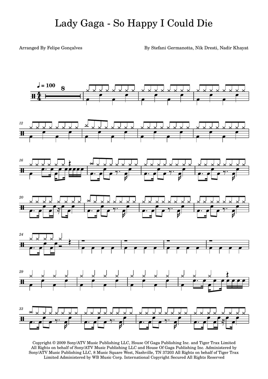 So Happy I Could Die So Happy I Could Die Drum Set scores gallery preview page 1