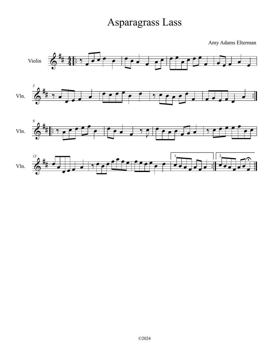 Asparagrass Lass Violin Solo scores gallery preview page 1