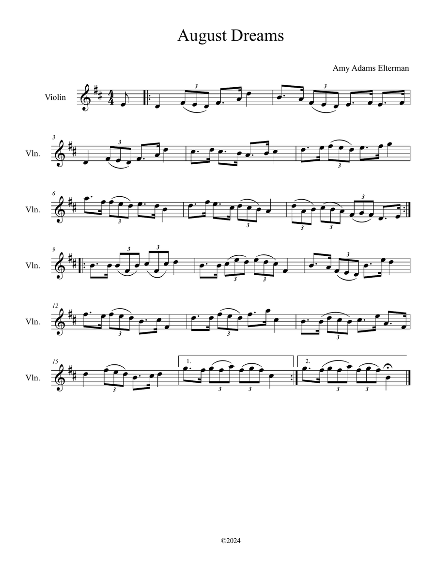 August Dreams August Dreams Violin Solo scores gallery preview page 1