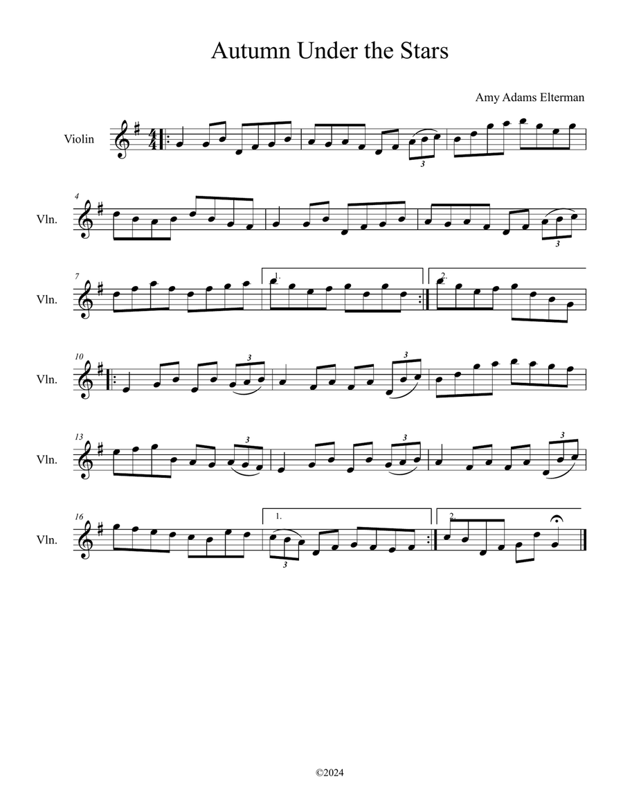 Autumn Under the Stars Autumn Under the Stars Violin Solo scores gallery preview page 1