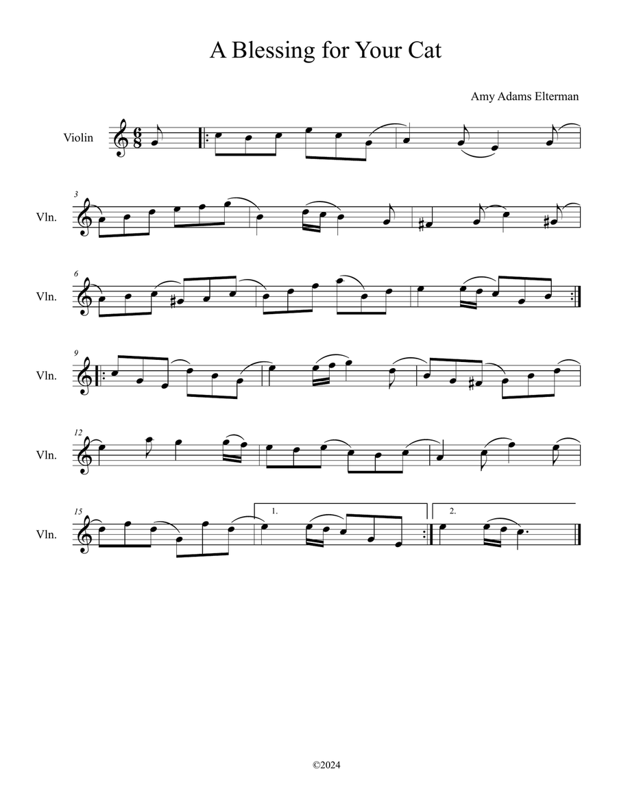 A Blessing For Your Cat A Blessing For Your Cat Violin Solo scores gallery preview page 1