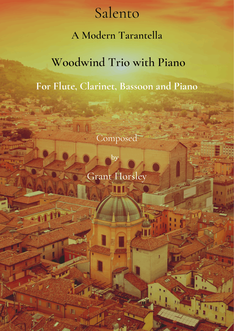 Salento. A Modern Tarantella for Wind Trio and Piano. (Flute, Clarinet, Bassoon and Piano) Small Ensemble scores gallery preview page 1