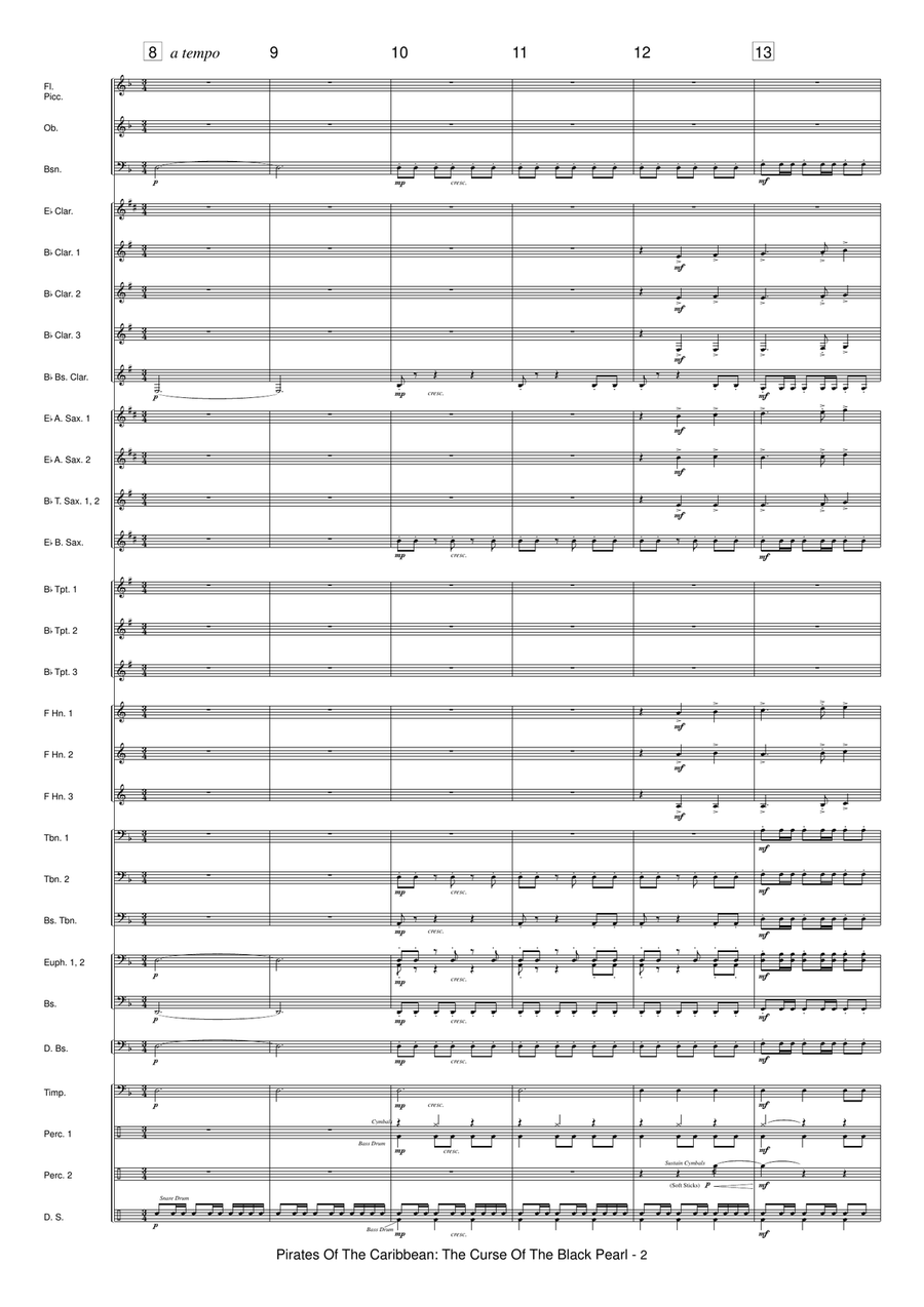 Medley: The Medallion Calls with To The Pirate's Cave!, The Black Pearl, One Last Shot, and He's ... Concert Band scores gallery preview page 4