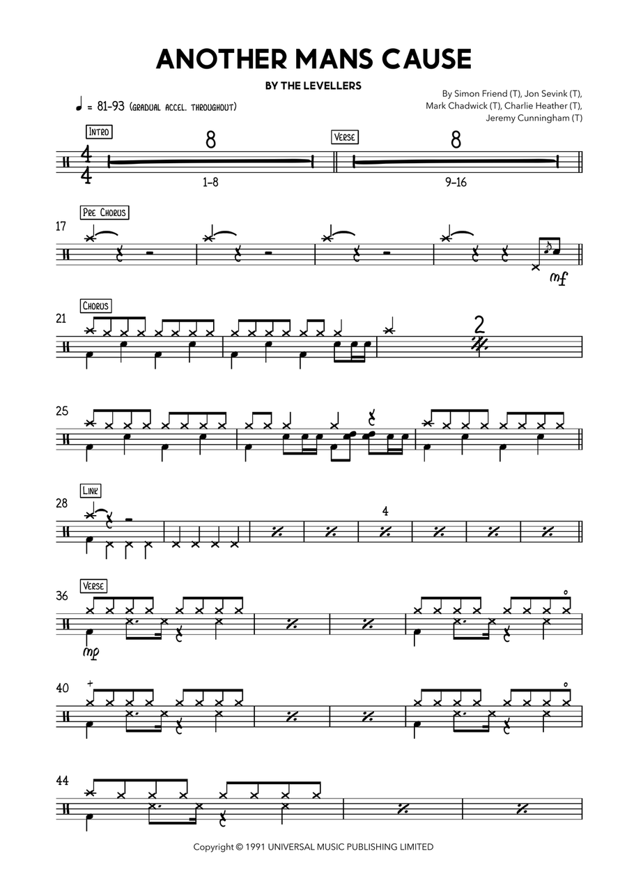 Another Man's Cause Another Man's Cause Drum Set scores gallery preview page 1