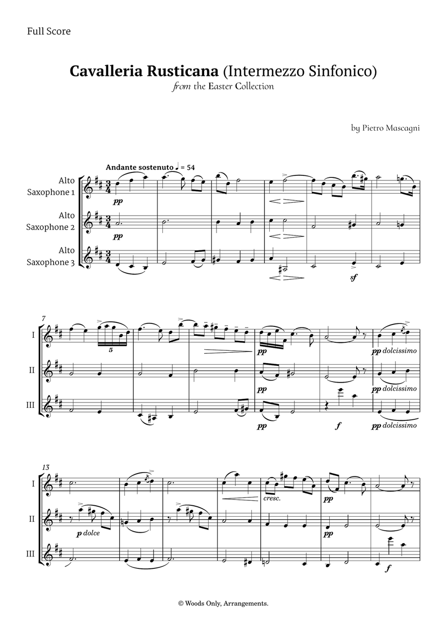Intermezzo Sinfonico by Pietro Mascagni for Alto Sax Trio Woodwind Trio scores gallery preview page 1
